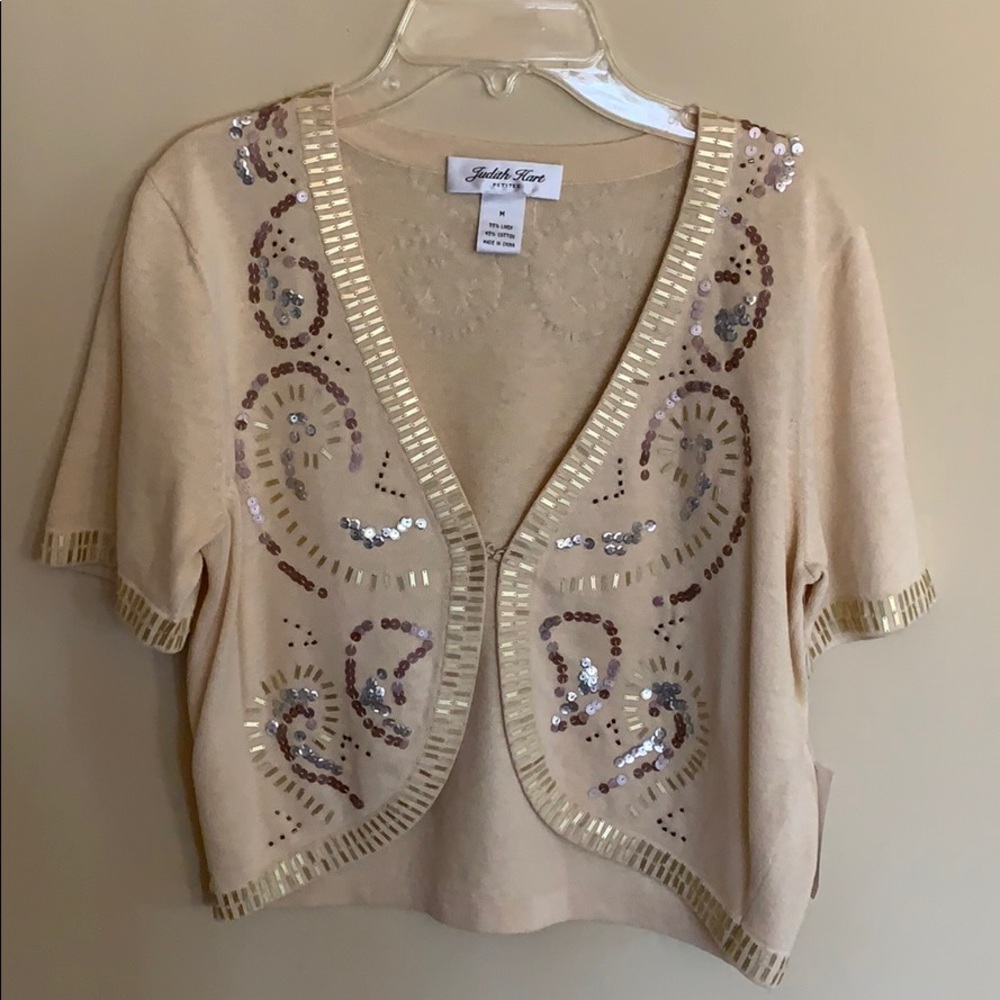 NWT Judith Hart linen blend cardigan size PM